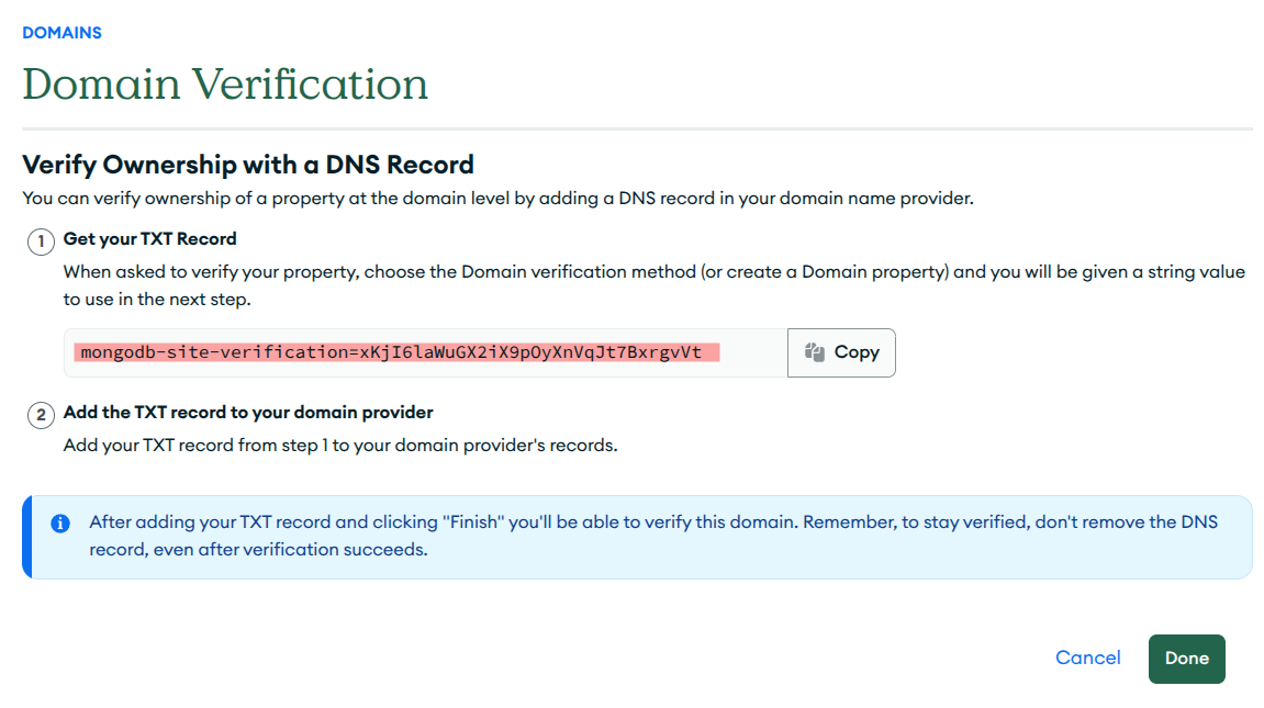 DNS TXT Verification Record