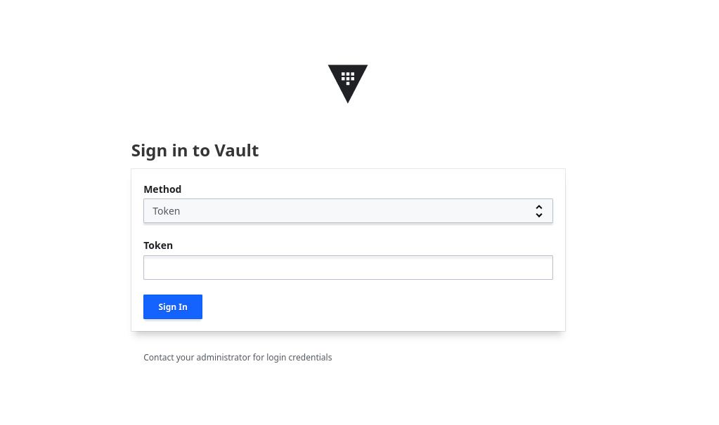 The Vault login page