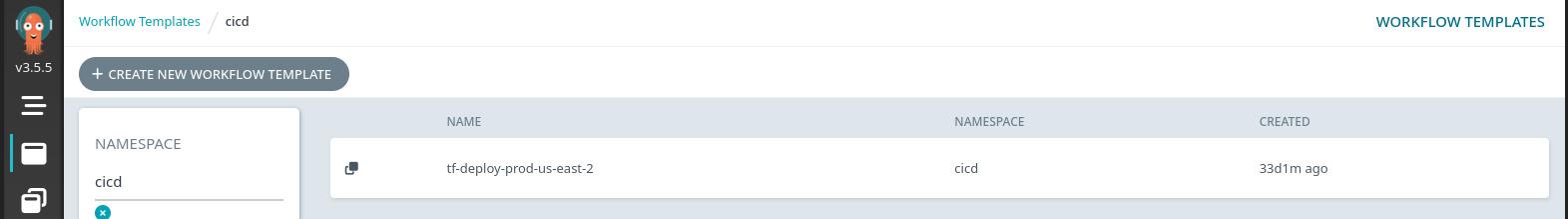 WorkflowTemplate created and registered with Argo