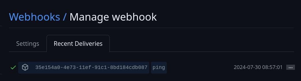 GitHub webhook ping successful