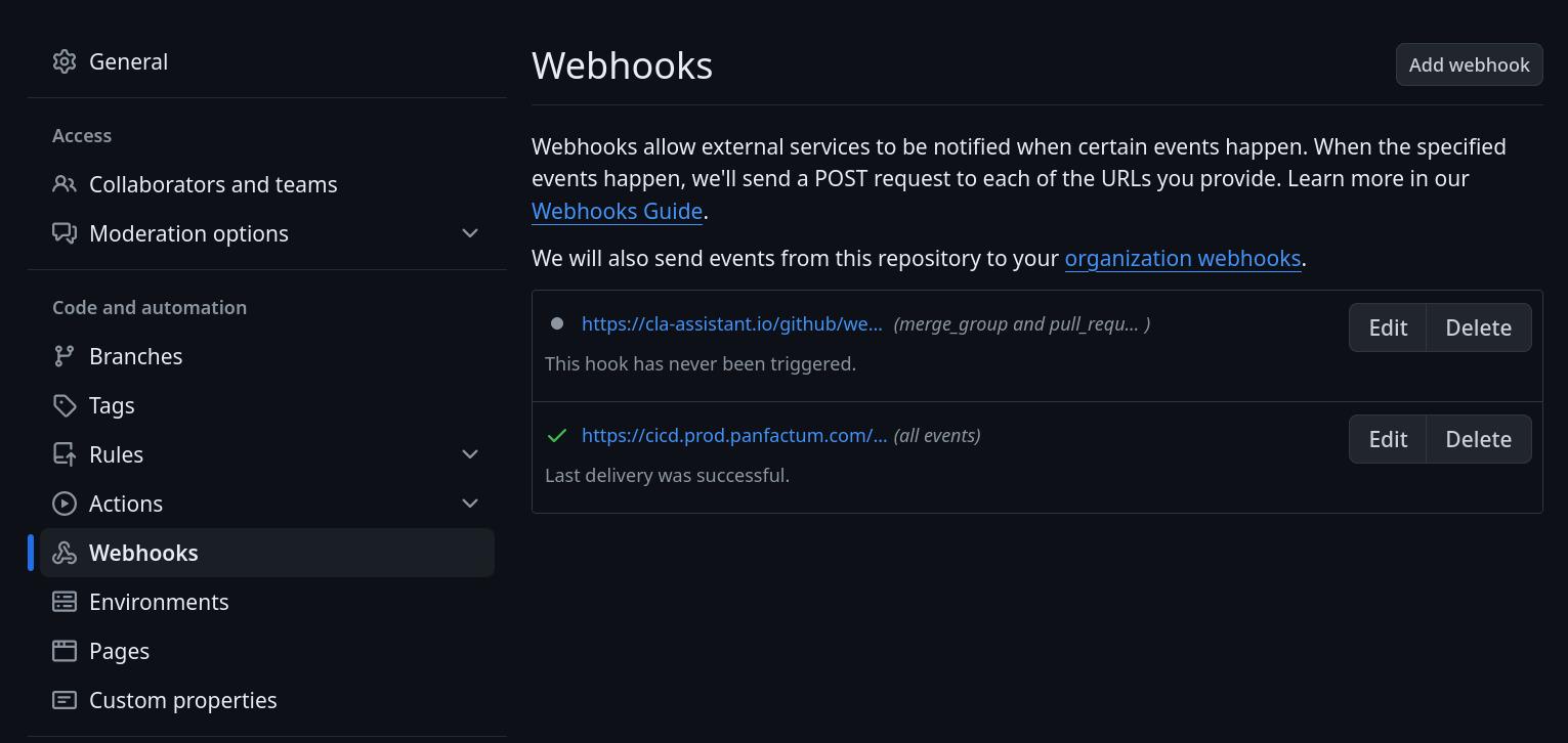 GitHub webhook successfully installed